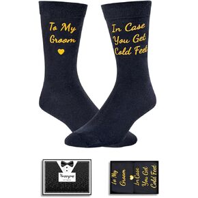 HAPPYPOP Father of The Groom Groom Gifts - Groom Gifts from Bride, Wedding Dress Socks Black