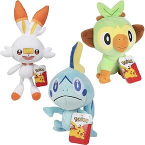 Pokémon 8" Grookey, Sobble, & Scorbunny 3-Pack Plush - Officially Licensed - Sword & Shield Galar Starters - Quality Soft Stuffed Animal Toy - Great Gift for Kids & Fans of Pokemon
