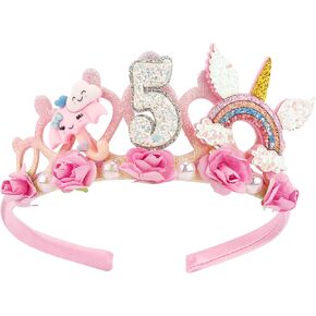 SuPoo 6th Birthday Headband Flower Crown for Girls Princess Tiara Decorations Hair Band Cute 6 Year Old Party Accessory in Saudi Arabia