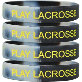LAX Lacrosse Bracelet Silicone Wristband (4-Pack) (Motivational Quote) (Eat, Sleep, Play Lacrosse) - Gray,Black in Saudi Arabia