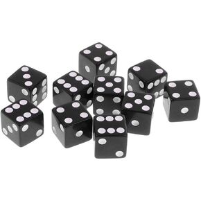 10Pcs Black 6-Sided Numbers Dice,Dice Cup,Dice Game Tools Design Standard Game Dice Game Accessories