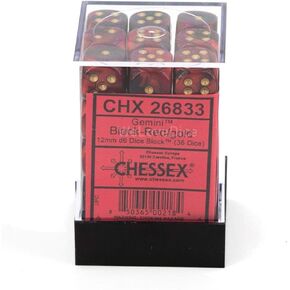 Gemini 12mm d6 Black-Red Gold Dice Block