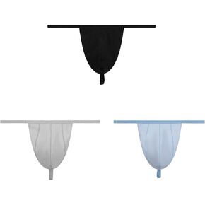 Mens Cotton G-String Lightweight Breathable Moisture-wicking Thong Black/Gred/Red 3 Pack