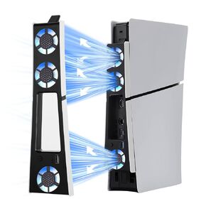 Cooling Fan Station for PS5 Slim, External Fan Cooler for PS5 Slim with 3 Upgraded Quiet Fans & USB 3.0 Hub, 2-Level Speed Cooling Stand Accessories for PS5 Slim Console with Blue LED Light