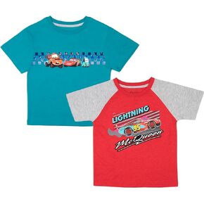 Disney Mickey Mouse and Friends & Cars Lightning McQueen Boys 2-Pack Short Sleeve T-Shirt Bundle Set for Kids