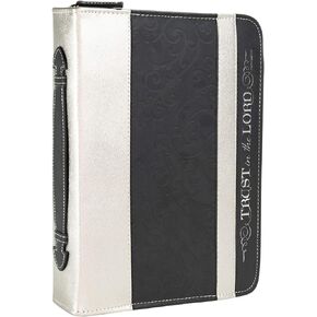 "Divinity Boutique Bible Business Report Cover (25696) | Medium Fits Bibles up to 8.25" x 5.50" x 1", Black/Silver