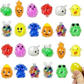 Anditoy 24 PCS Easter Mini Stress Balls Squishies Stress Relief Toys for Easter Basket Stuffers Egg Fillers Gifts Party Favors