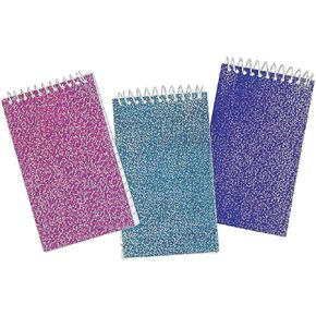 Glitter Spiral Notepads (bulk pack of 2 Dozen - 24) Great for party favors and giveaways