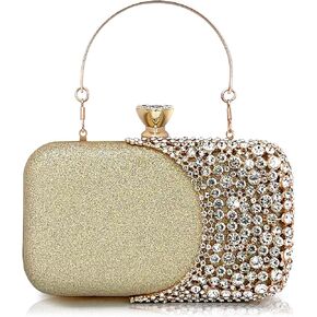 Women Clutch Bag Rhinestone Sequin Evening Bag Half-Moon Shape Crystal Wedding Cocktail Party Purse Sparkling purse