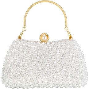 jessie Evening Bags and Clutches, Women's Beaded Evening Handbags Cocktail Prom Bridal Pearl Clutch Purses for Women Wedding