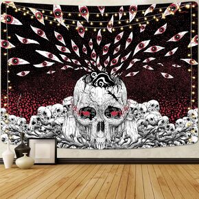 Lyacmy Skull Tapestry Mystical Eyes Tapestries Aesthetic Skeleton Tapestry Gothic Vines Tapestry Abstract Space Tapestry Wall Hanging Decor for Room(59.1 x 82.7 inches)