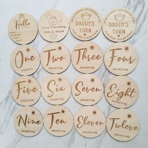 Baby Monthly Milestone Marker Discs,Baby Monthly Milestone Cards,Baby Photo Props, Baby Announcement Hello World Name Sign,New Dad Mom Gifts Funny Decision Making Coin,1-12 Months,Shower Baby Gift