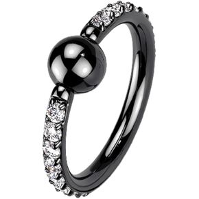Pierced Owl 16GA G23 Implant Grade Titanium CZ Crystal Paved Captive Bead Ring