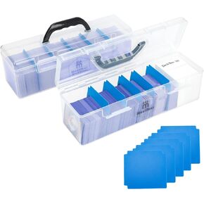 Trading Card Storage Box Compatible with 200+ Toploaders 1000+ Magic Commander, Yugioh, TCG Cards, Toploader Storage Box Includes 5 movable Dividers fit for MTG Card Storage (2 Pack)