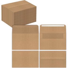 Better Office Products A4 Size Kraft Invitation Envelopes, Strong Bond Paper, Square Flap with Peel & Stick Closure, Use with 4 x 6 inch Invitation Cards, 100 Pack (4.25 x 6.25 inch)