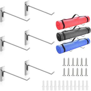 6 قطع/3 مجموعات من حامل سجادة اليوجا، تخزين بساط اليوجا على الحائط، ملحقات صالة الألعاب الرياضية المنزلية لتعليق الأسطوانة الإسفنجية وأشرطة المقاومة في صف اللياقة البدنية أو صالة الألعاب الرياضية المنزلية in Kuwait