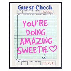 Inspirational quote Wall Decor for Women - Cute Funky Trendy Preppy Womens empowerment Motivational poster - positive Quotes Wall Art - Pink Boho-chic Aesthetic Bedroom Home Office Living room Decor