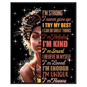 Black Art for African Americans - African American Wall Art Motivational poster - Afro Black Woman Gift - Black Girl Magic - Women's empowerment Saying - Inspiration Motivation Home Decor Poster