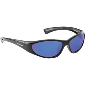 Flying Fisherman Fluke Jr Polarized Sunglasses with AcuTint UV Blocker for Fishing and Outdoor Sports, Black/Smoke-Blue Mirror, Small, (7892BSB)