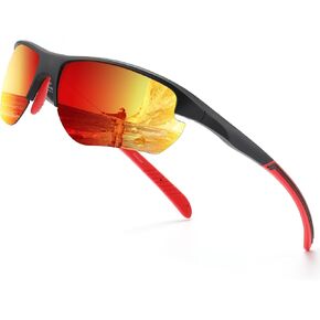 Polarized Sports sunglasses for Men Women, Cycling Golf Running Fishing, TAC Unbreakable Lens Wraparound glasses
