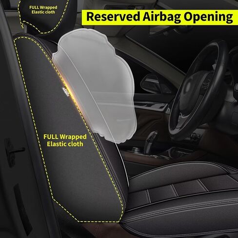 Front Pair Car Seat Covers Fit for VW Volkswagen Jetta 2007-2024, Faux Leather Automotive Seat Covers with Airbag Compatible, Waterproof Car Seat Protector (Black, 2 PCS Front Only) in Saudi Arabia
