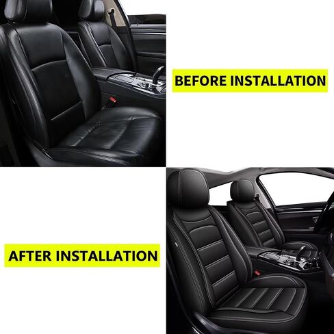 Front Pair Car Seat Covers Fit for VW Volkswagen Jetta 2007-2024, Faux Leather Automotive Seat Covers with Airbag Compatible, Waterproof Car Seat Protector (Black, 2 PCS Front Only) in Saudi Arabia