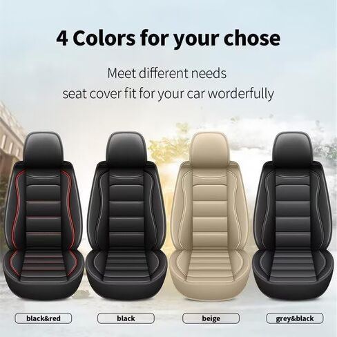Front Pair Car Seat Covers Fit for VW Volkswagen Jetta 2007-2024, Faux Leather Automotive Seat Covers with Airbag Compatible, Waterproof Car Seat Protector (Black, 2 PCS Front Only) in Saudi Arabia