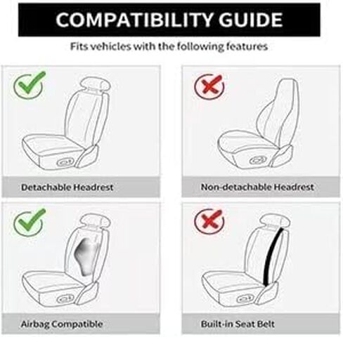Front Pair Car Seat Covers Fit for VW Volkswagen Jetta 2007-2024, Faux Leather Automotive Seat Covers with Airbag Compatible, Waterproof Car Seat Protector (Black, 2 PCS Front Only) in Saudi Arabia