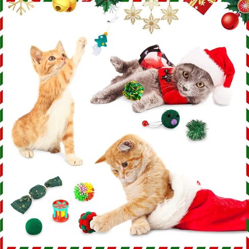 ألعاب القطط ألعاب القطط ملحقات تفاعلية للقطط الداخلية تشمل كرة نفق القطط، 11 قطعة جوارب عيد الميلاد هدايا للقطط in Kuwait
