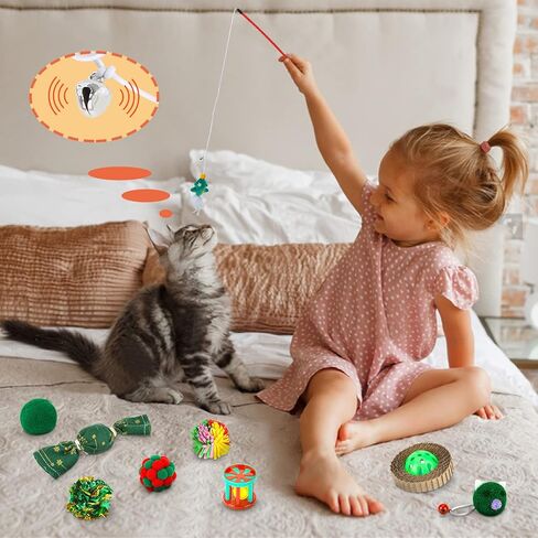 ألعاب القطط ألعاب القطط ملحقات تفاعلية للقطط الداخلية تشمل كرة نفق القطط، 11 قطعة جوارب عيد الميلاد هدايا للقطط in Kuwait