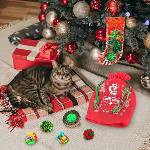 ألعاب القطط ألعاب القطط ملحقات تفاعلية للقطط الداخلية تشمل كرة نفق القطط، 11 قطعة جوارب عيد الميلاد هدايا للقطط in Kuwait
