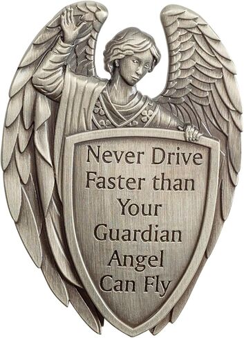 Dicksons Male Guardian Angel فضي اللون 2.5 بوصة من سبائك الزنك إيبوكسي، ملهم، للسيارة والمركبة والشاحنة والشاحنة والسفر والتذكير أثناء التنقل، قناع تلقائي مع مشبك سهل، عبوة مكونة من قطعتين in Saudi Arabia