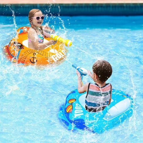عبوتان من عوامات حمام السباحة للأطفال الصغار، عوامات مياه قابلة للنفخ مع مسدس مياه لألعاب حمام السباحة، ألعاب عوامات حمام السباحة للأولاد والبنات من سن 3 إلى 8 سنوات in Kuwait