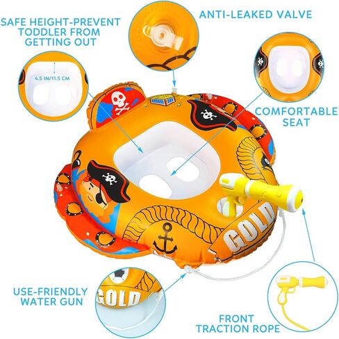 عبوتان من عوامات حمام السباحة للأطفال الصغار، عوامات مياه قابلة للنفخ مع مسدس مياه لألعاب حمام السباحة، ألعاب عوامات حمام السباحة للأولاد والبنات من سن 3 إلى 8 سنوات in Kuwait