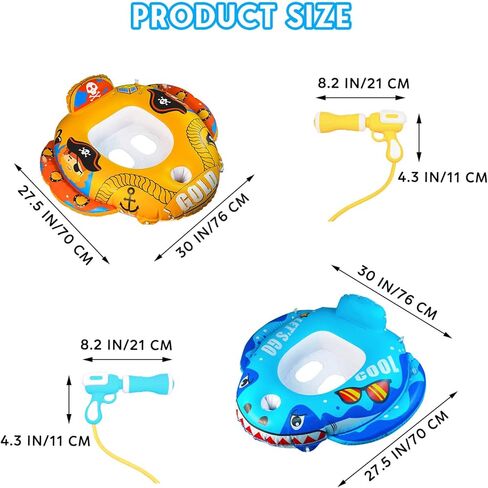عبوتان من عوامات حمام السباحة للأطفال الصغار، عوامات مياه قابلة للنفخ مع مسدس مياه لألعاب حمام السباحة، ألعاب عوامات حمام السباحة للأولاد والبنات من سن 3 إلى 8 سنوات in Kuwait