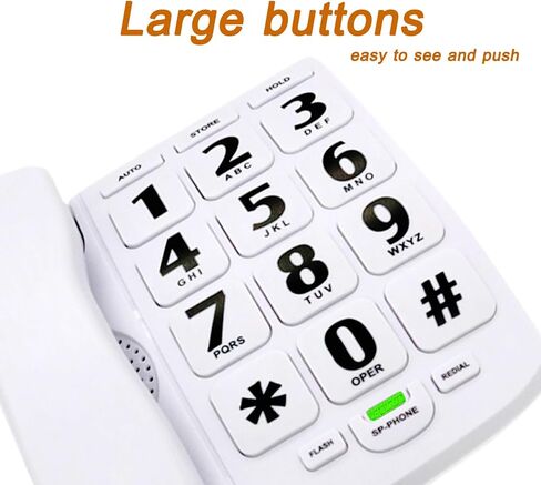 Big Button Phone for Elderly, KerLiTar Enhanced Version Senior Phones for Hard of Hearing Home Corded Phone Landline Telephone with Speakerphone Amplified Phone for Hearing Impaired Aid(Black) in Saudi Arabia