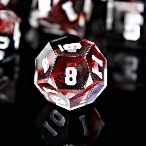 مجموعة النرد السائل الأساسية عين التنين DND مجموعة النرد المصنوعة يدويًا من 7 قطع للزنزانات والتنينات ألعاب TRPG متعددة الجوانب آر بي جي متعدد السطوح الراتنج حافة حادة النرد ألعاب لعب الأدوار MTG دوارة عين التنين النرد in Kuwait