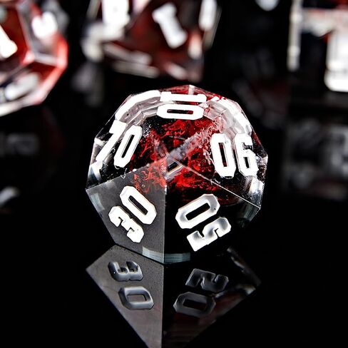 مجموعة النرد السائل الأساسية عين التنين DND مجموعة النرد المصنوعة يدويًا من 7 قطع للزنزانات والتنينات ألعاب TRPG متعددة الجوانب آر بي جي متعدد السطوح الراتنج حافة حادة النرد ألعاب لعب الأدوار MTG دوارة عين التنين النرد in Kuwait