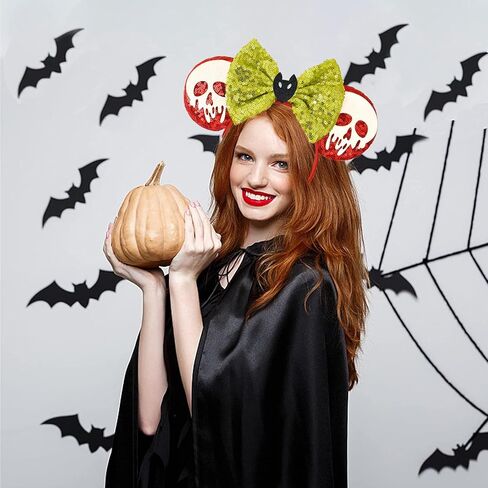 ميكي ماوس آذان عقال 2PCS بريق هالوين جاك الأزياء الترتر عيد الميلاد عقال للفتيات النساء ميني الشعر هوب ديزني رحلة هيرباند غطاء الرأس لعيد الهالوين الملحقات in Kuwait