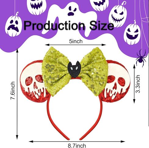 ميكي ماوس آذان عقال 2PCS بريق هالوين جاك الأزياء الترتر عيد الميلاد عقال للفتيات النساء ميني الشعر هوب ديزني رحلة هيرباند غطاء الرأس لعيد الهالوين الملحقات in Kuwait