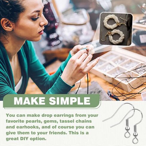 Hypoallergenic Earring Hooks 120PCS, Silver Stainless Steel Wires Fish Hooks Earrings for Jewelry Making, , with 120PCS Clear Rubber Earring Backs for Jewelry Findings in Kuwait