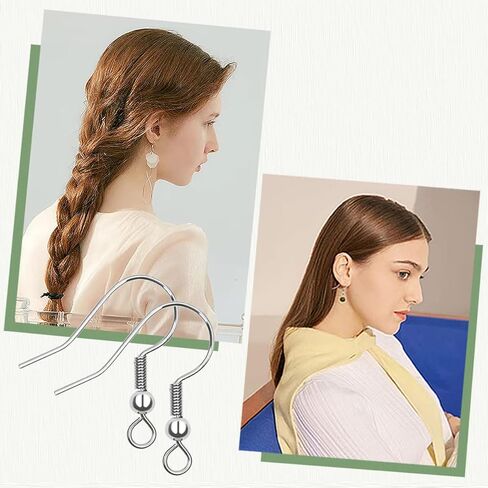 Hypoallergenic Earring Hooks 120PCS, Silver Stainless Steel Wires Fish Hooks Earrings for Jewelry Making, , with 120PCS Clear Rubber Earring Backs for Jewelry Findings in Kuwait