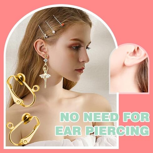 20 Pack Clip-on Earring Converters Hypoallergenic Earring Clip On Backs Parts Components Findings for DIY Earring and Pierced Ears (Gold and Silver) in Kuwait