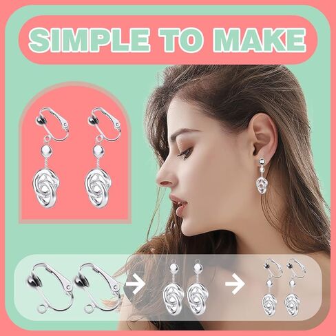 20 Pack Clip-on Earring Converters Hypoallergenic Earring Clip On Backs Parts Components Findings for DIY Earring and Pierced Ears (Gold and Silver) in Kuwait