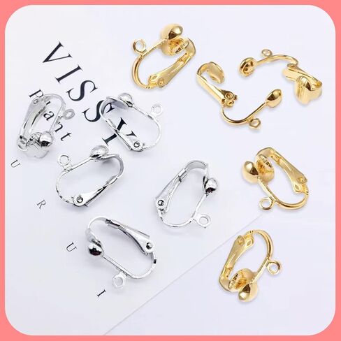 20 Pack Clip-on Earring Converters Hypoallergenic Earring Clip On Backs Parts Components Findings for DIY Earring and Pierced Ears (Gold and Silver) in Kuwait