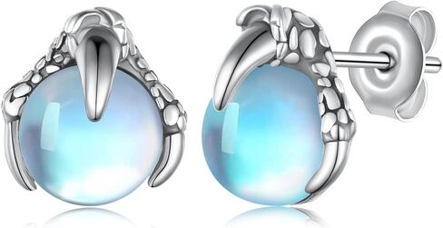 أقراط التنين للنساء 925 فضة التنين مخلب Moonstone وأقراط مجوهرات هدايا عيد الأم للنساء الفتيات in Kuwait