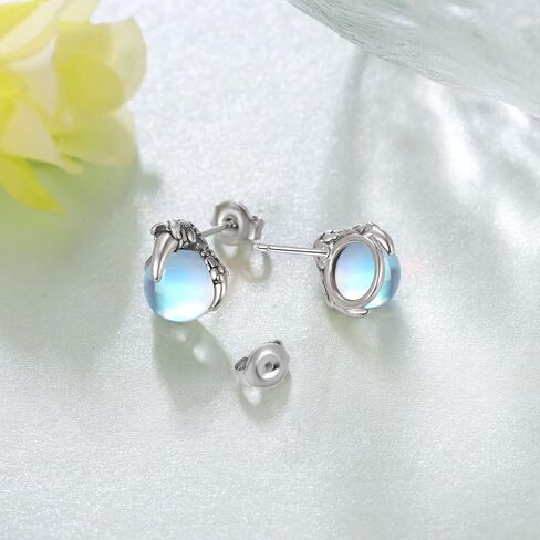 أقراط التنين للنساء 925 فضة التنين مخلب Moonstone وأقراط مجوهرات هدايا عيد الأم للنساء الفتيات in Kuwait