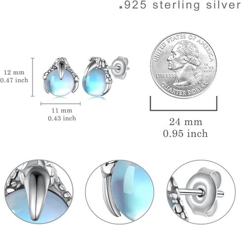 أقراط التنين للنساء 925 فضة التنين مخلب Moonstone وأقراط مجوهرات هدايا عيد الأم للنساء الفتيات in Kuwait