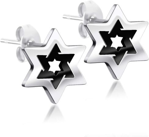 555Jewelry Hypoallergenic Stainless Steel Star of David Stud Earrings for Women & Girls in Saudi Arabia