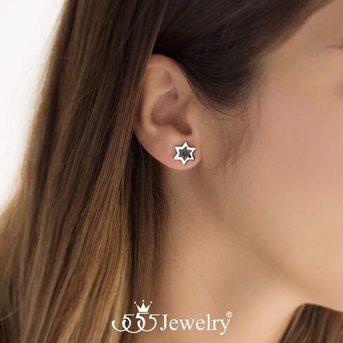 555Jewelry Hypoallergenic Stainless Steel Star of David Stud Earrings for Women & Girls in Saudi Arabia